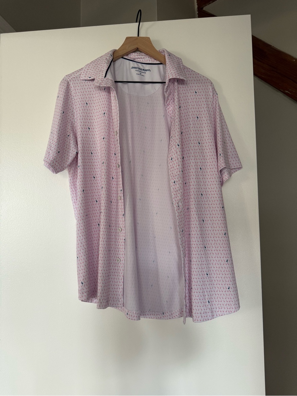 Johnston & Murphy Light Pink Short-Sleeve Button-Down Shirt